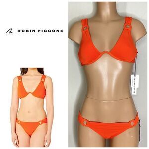 New. Robin Piccone red orange buckle bikini. XS-top/S-bottom. Retails $216